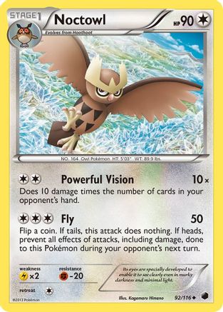 Noctowl 092  - Reverse Holofoil Plasma Freeze - Uncommon