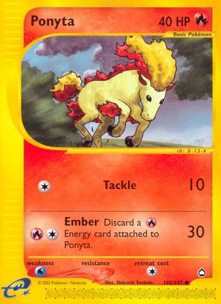 Ponyta 102  - Reverse Holofoil Aquapolis - Common