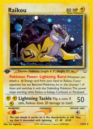 Raikou (13) 013/64  - Unlimited Holofoil Neo Revelation - Holo Rare