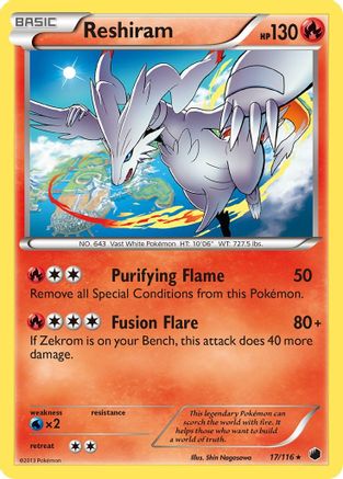 Reshiram 017/116  - Holofoil Plasma Freeze - Holo Rare
