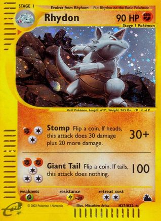 Rhydon (H27) H27  - Holofoil Skyridge - Holo Rare
