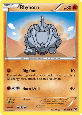 Rhyhorn 060  - Reverse Holofoil XY Base Set - Common