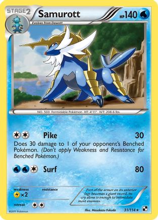 Samurott (31) 031  - Reverse Holofoil Black and White - Holo Rare