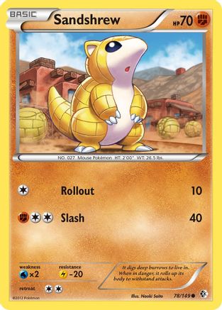 Sandshrew 078  - Reverse Holofoil Boundaries Crossed - Common