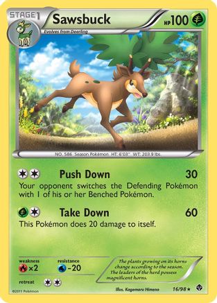 Sawsbuck 016  - Reverse Holofoil Emerging Powers - Rare