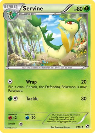 Servine (3) 003/114  - Reverse Holofoil Black and White - Uncommon
