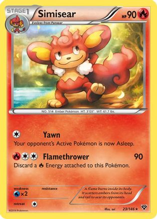 Simisear 023  - Reverse Holofoil XY Base Set - Rare