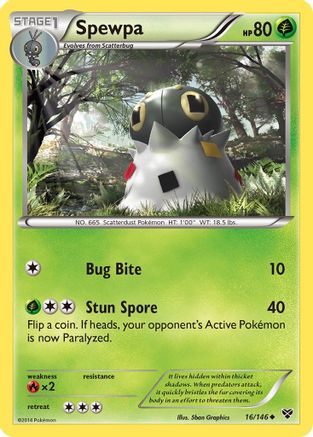 Spewpa 016  - Reverse Holofoil XY Base Set - Uncommon