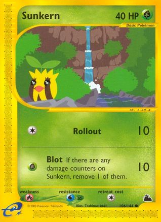 Sunkern 106  - Reverse Holofoil Skyridge - Common