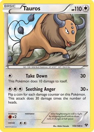 Tauros 100/146  - Reverse Holofoil XY Base Set - Rare