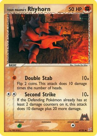 Team Magma's Rhyhorn 067/95  - Reverse Holofoil Team Magma vs Team Aqua - Common