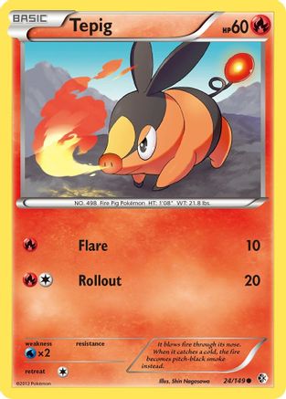 Tepig 024  - Reverse Holofoil Boundaries Crossed - Common