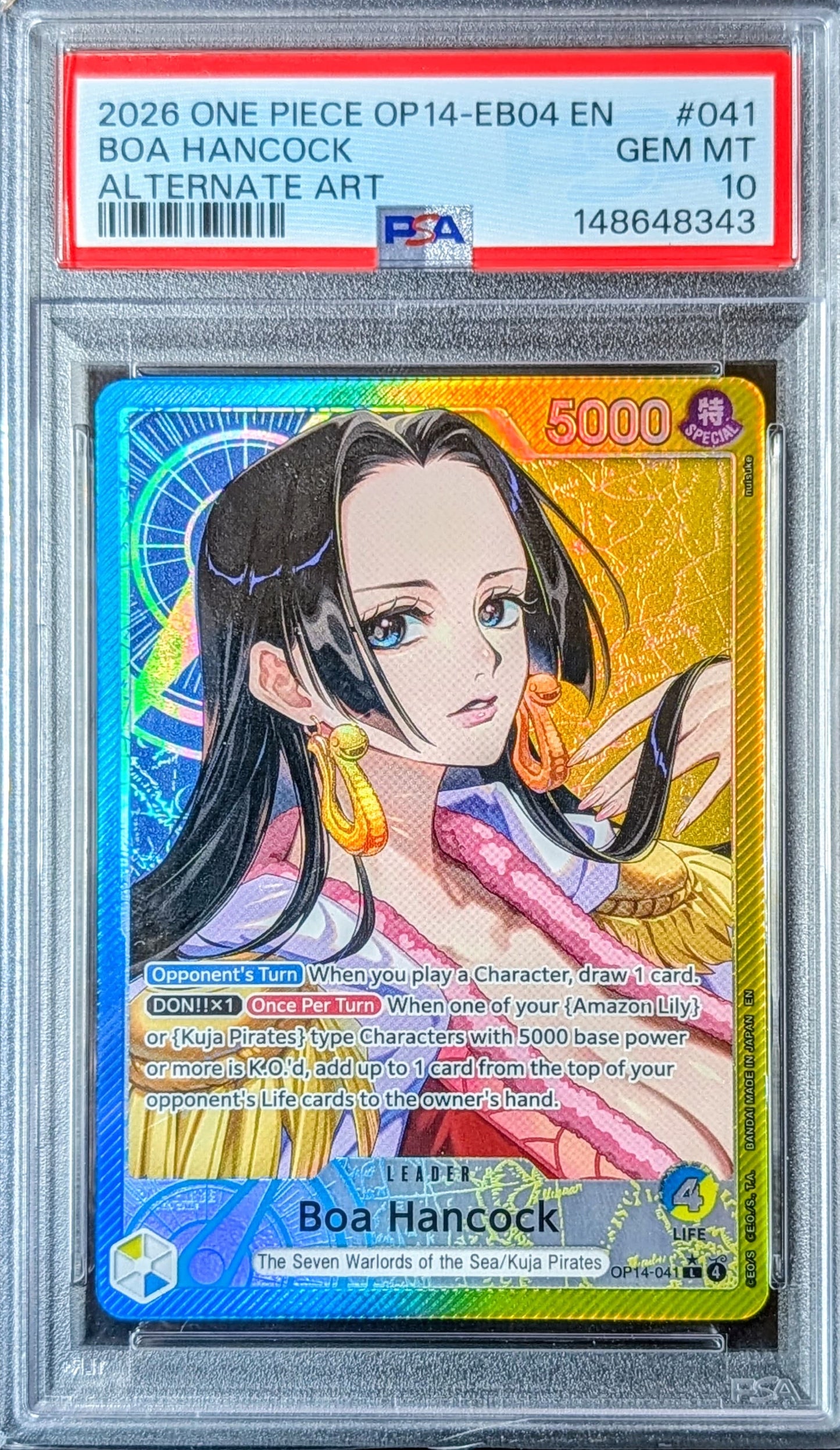 PSA 10 - Boa Hancock - OP14-041 (Alternate Art Leader)