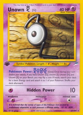 Unown [G] 027  - 1st Edition Neo Destiny - Rare