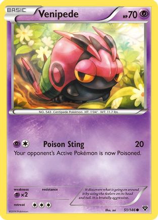 Venipede 051  - Reverse Holofoil XY Base Set - Common
