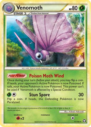 Venomoth 011/102  - Reverse Holofoil Triumphant - Holo Rare