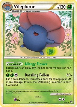 Vileplume 024  - Reverse Holofoil Undaunted - Rare