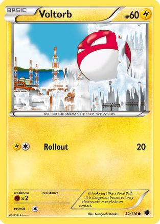 Voltorb 032  - Reverse Holofoil Plasma Freeze - Common