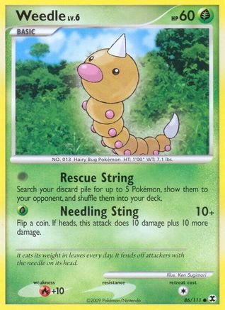Weedle 086  - Reverse Holofoil Rising Rivals - Common