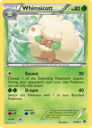 Whimsicott (12) 012  - Reverse Holofoil Emerging Powers - Rare