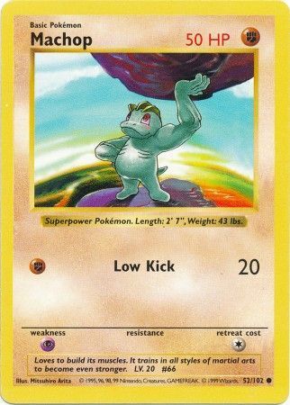 Machop - 052/102 - Common - Shadowless - (MP)