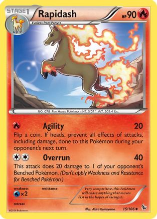 Rapidash 015  - Reverse Holofoil XY  Flashfire - Uncommon