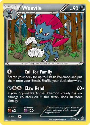 Weavile 052  XY  Flashfire - Rare
