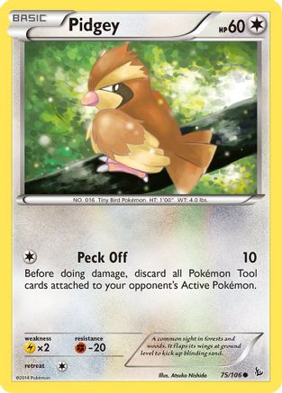 Pidgey 075/106  - Reverse Holofoil XY  Flashfire - Common