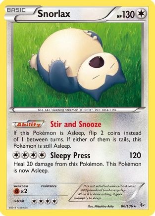 Snorlax 080/106  XY  Flashfire - Rare