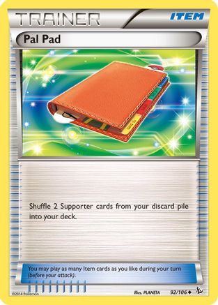 Pal Pad 092/106  - Reverse Holofoil XY  Flashfire - Uncommon