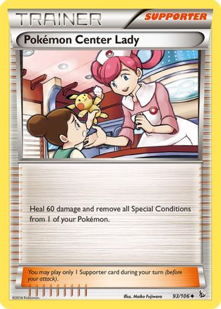 Pokemon Center Lady 093/106  - Reverse Holofoil XY  Flashfire - Uncommon