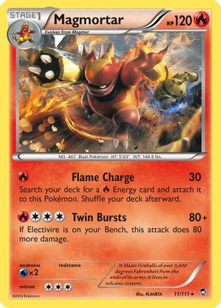 Magmortar 011  - Reverse Holofoil XY  Furious Fists - Rare