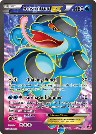 Seismitoad EX (106 Full Art) 106/111  - Holofoil XY  Furious Fists - Ultra Rare