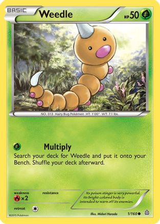 Weedle 001  - Reverse Holofoil XY  Primal Clash - Common