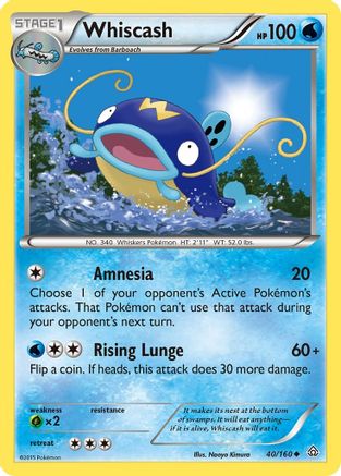 Whiscash 040  - Reverse Holofoil XY  Primal Clash - Uncommon