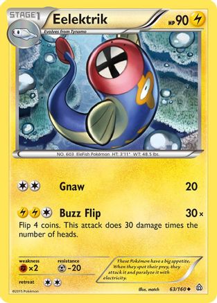 Eelektrik 063  - Reverse Holofoil XY  Primal Clash - Uncommon