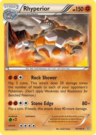 Rhyperior 076  - Reverse Holofoil XY  Primal Clash - Rare