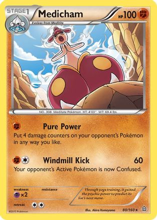 Medicham 080  - Reverse Holofoil XY  Primal Clash - Holo Rare