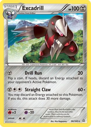 Excadrill 096  - Reverse Holofoil XY  Primal Clash - Rare