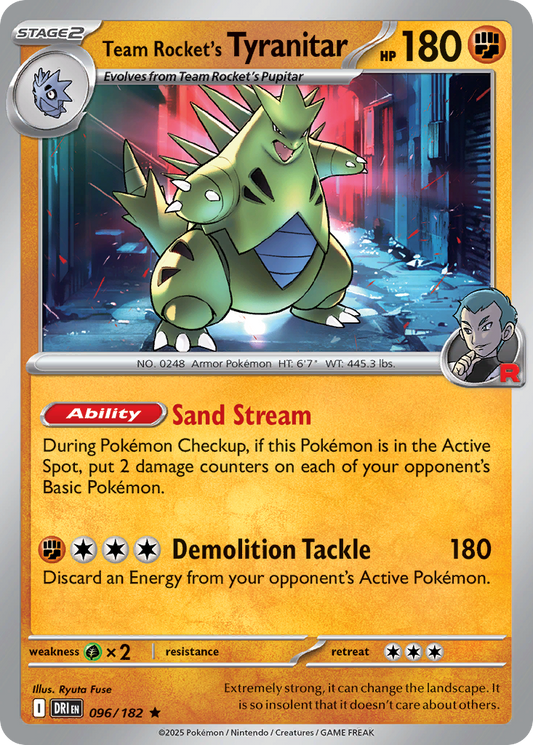 Team Rocket's Tyranitar - 096/182 - Rare - Reverse Holofoil