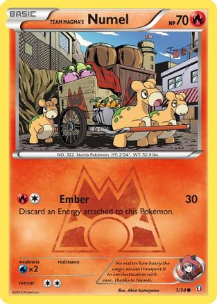 Team Magma's Numel 001/34  - Reverse Holofoil Double Crisis - Common