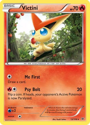 Victini 013/108  - Reverse Holofoil XY  Roaring Skies - Rare