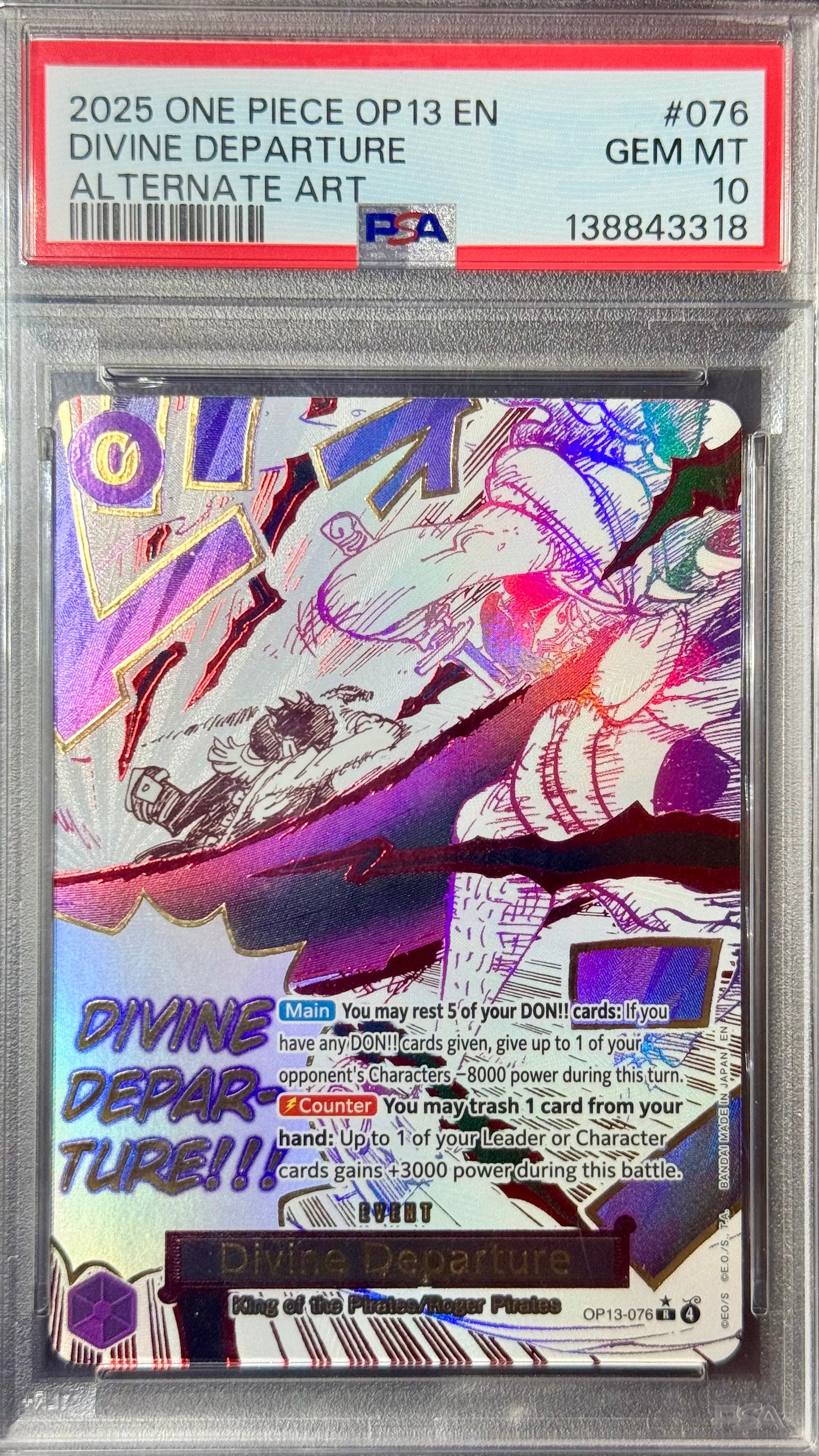 PSA 10 - Divine Departure - OP13-076 (Manga Event Alt Art)