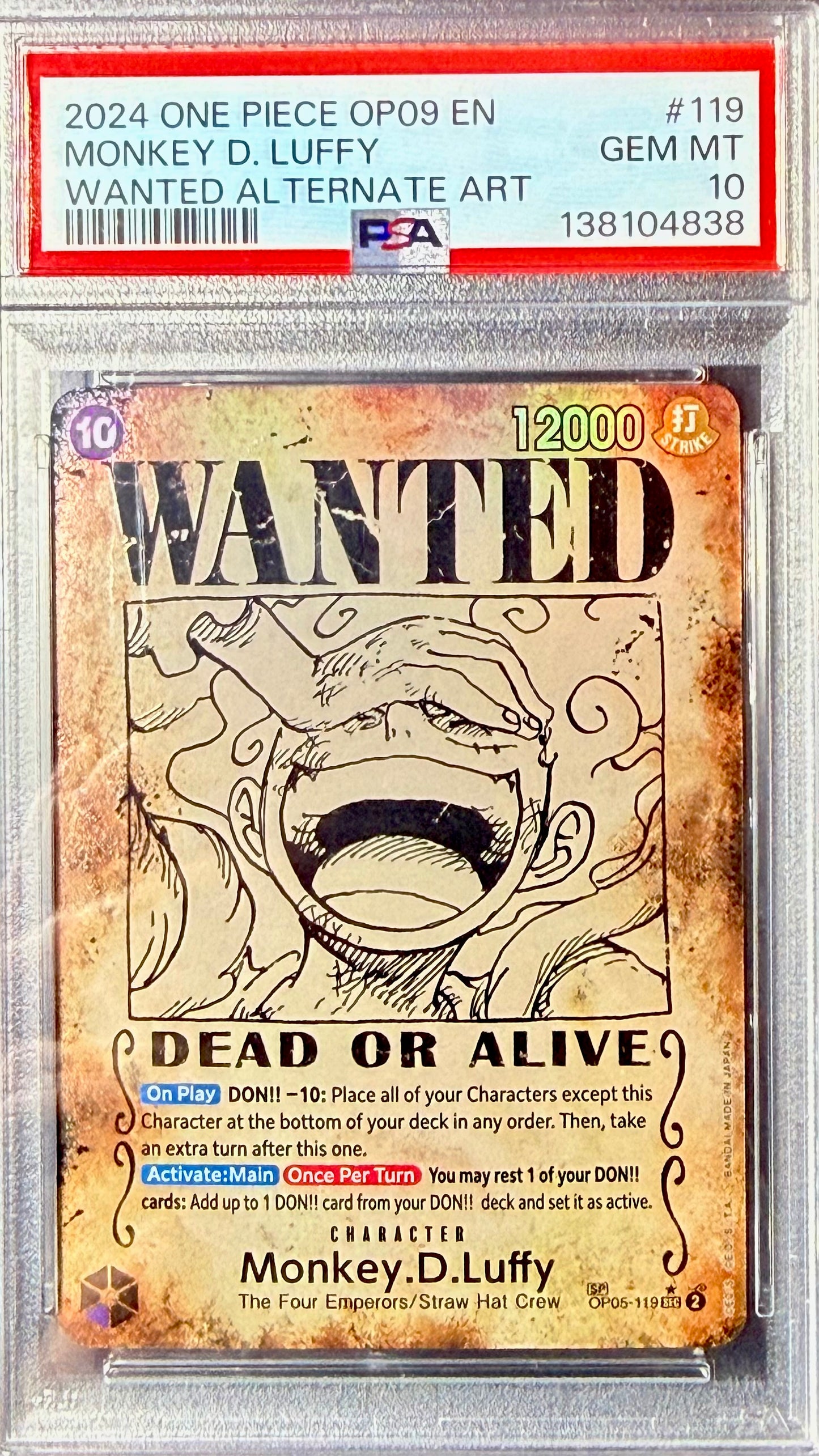 PSA 10 - Monkey.D.Luffy (Wanted) - OP05-119 (SP)