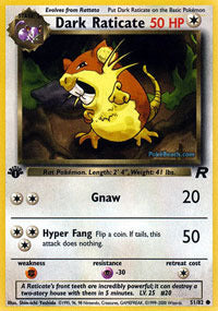 Dark Raticate - 51/82 - Common - 1st Edition - (VLP)