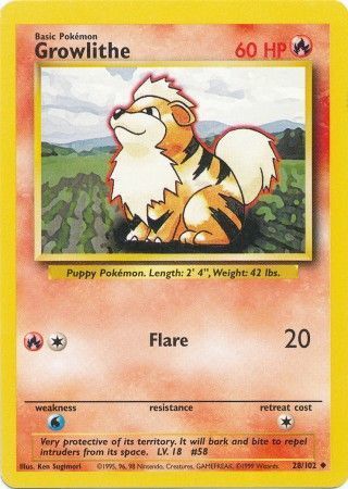 Growlithe - 028/102 - Uncommon - Unlimited Edition - (MP)