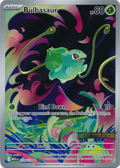 Bulbasaur (Mega Evolution Stamped) - 133/132 - Illustration Rare - Mega Promo