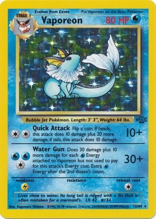 Vaporeon - 12/64 - Holo Rare (Very Lightly Played)