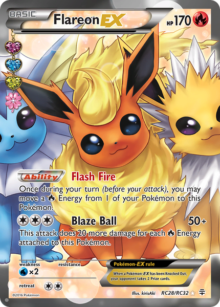 Flareon EX (Full Art) RC28/RC32 - Holo Rare - (Lightly Played)