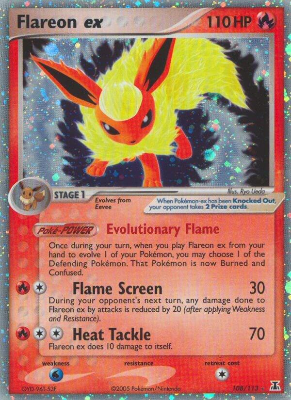 Flareon ex - 108/113 - Holo Rare (Heavily Played)